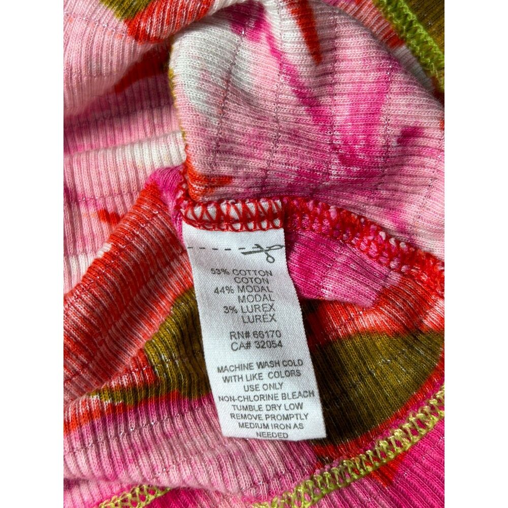 Free People Y2K Tropical Hibiscus Shimmer Ribbed Tank Top Medium - Picture 6 of 6
